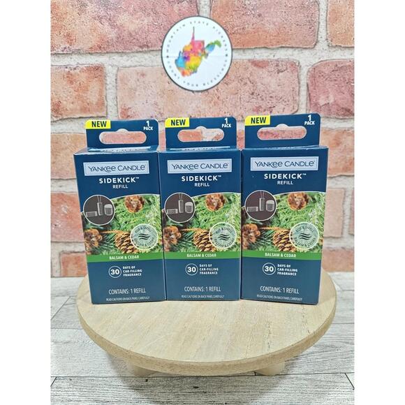 Yankee Candle Balsam & Cedar Sidekick 3 Pack Refills Air Freshener New In Box - Picture 1 of 3